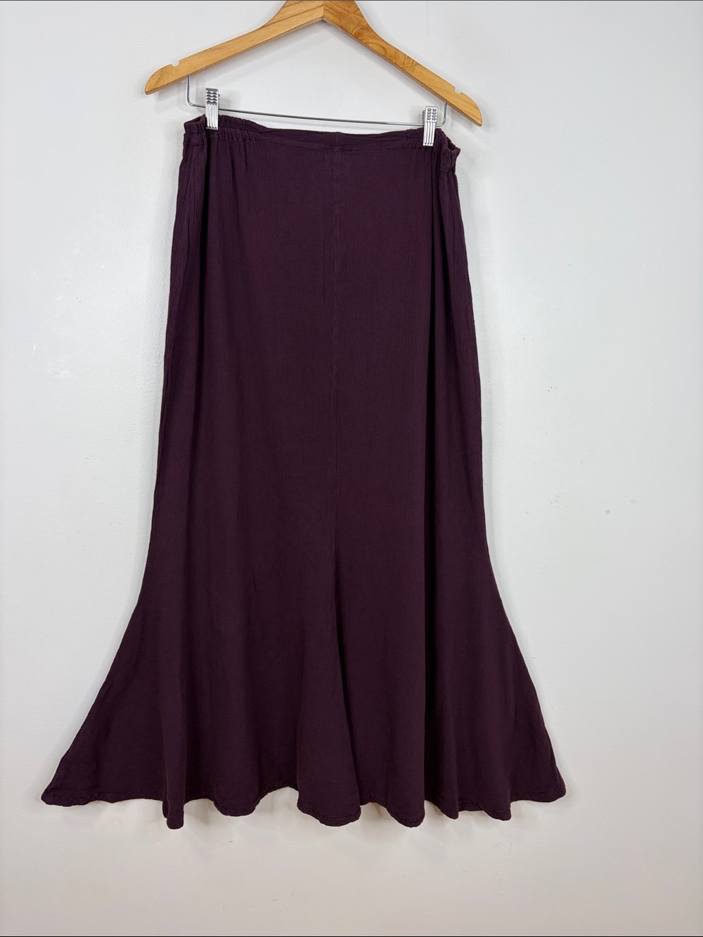 Oh My Gauze Skirt Womens 2 Large XL Purple Eggplant Cotton Long Flare Maxi Comfy